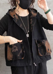 Loose Green Patchwork Hooded Waistcoat Fall
