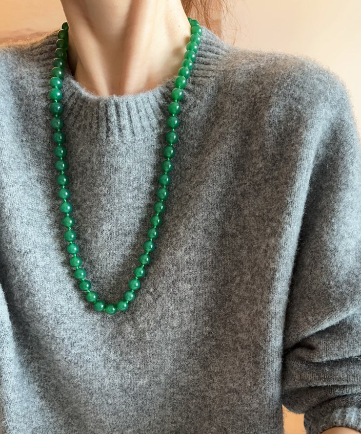 Loose Green Zircon Beading Chalcedony Gratuated Bead Necklace