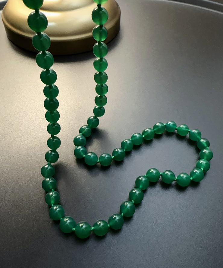 Loose Green Zircon Beading Chalcedony Graduated Bead Necklace