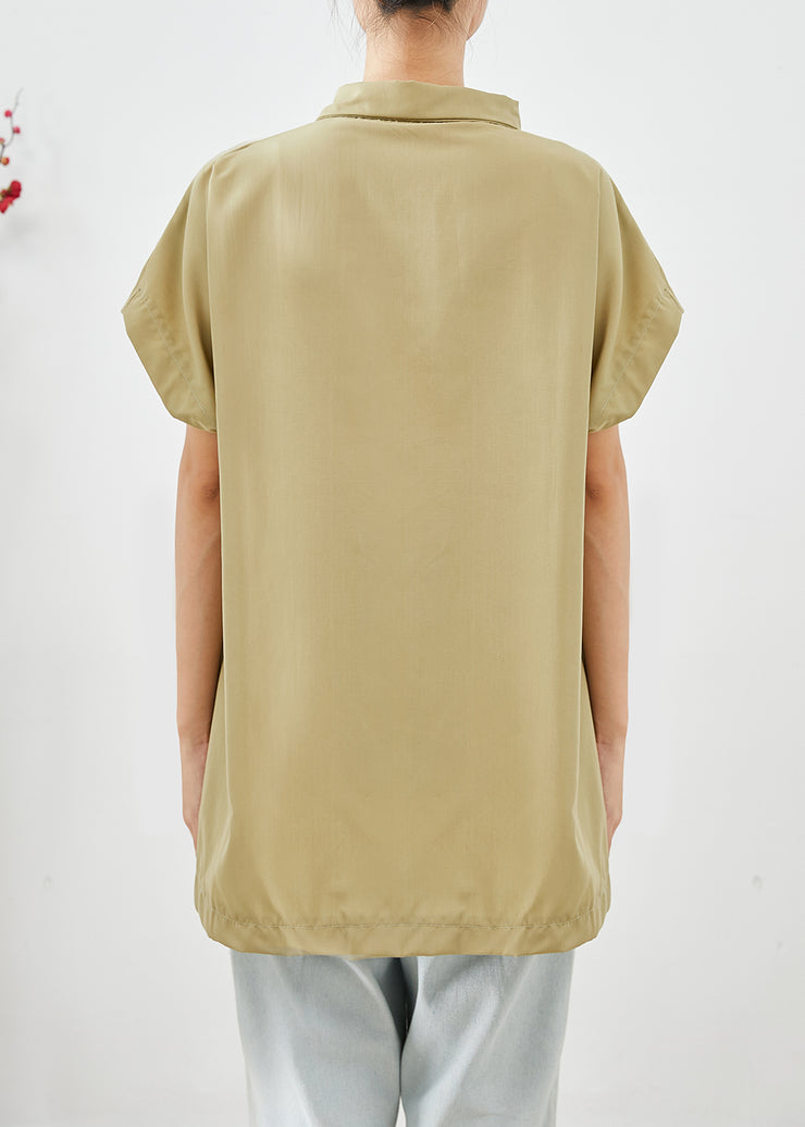 Loose Khaki Oversized Spandex Shirt Tops Summer