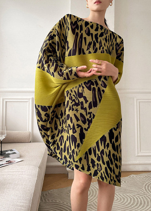 Loose Leopard Asymmetrical Design Print Knit Maxi Dresses Fall