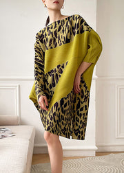 Loose Leopard Asymmetrical Design Print Knit Maxi Dresses Fall