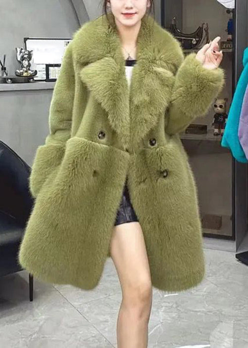 Loose Leopard Fur Collar Button Leather And Fur Coat Long Sleeve