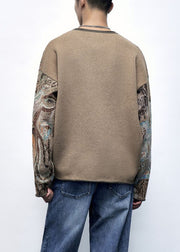 Loose Multi O Neck Cozy Cotton Knit Male Sweaters Long Sleeve