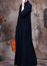 Loose Navy Turtle Neck  Maxi Dresses Spring