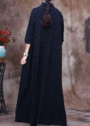 Loose Navy Turtle Neck  Maxi Dresses Spring