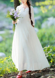 Loose O Neck large hem Spring Clothes Catwalk White Art Dresses - SooLinen