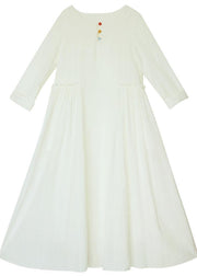 Loose O Neck large hem Spring Clothes Catwalk White Art Dresses - SooLinen
