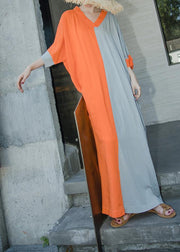 Loose Orange Summer Caftan Plus Size Dress - SooLinen