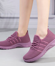 Loose Purple Lace Up Hollow Out Flat Shoes