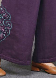 Lose, lila Taschen, bestickte, dicke, weit geschnittene Herbsthose