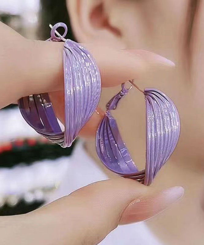 Loose Purple Sterling Silver Overgild Circular Hoop Earrings