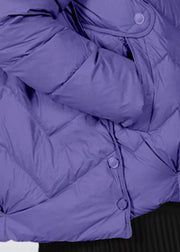 Loose Purple Zippered Pockets Patchwork Duck Down Coats Winter