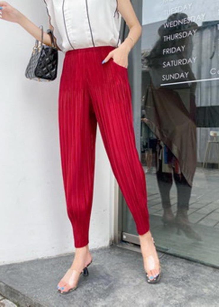 Loose Red Radish trousers Elastic Waist Pants Summer - SooLinen