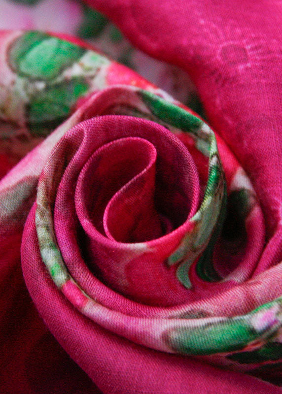 Loose Rose Peter Pan Collar Button Print Patchwork Linen Shirts Bracelet Sleeve