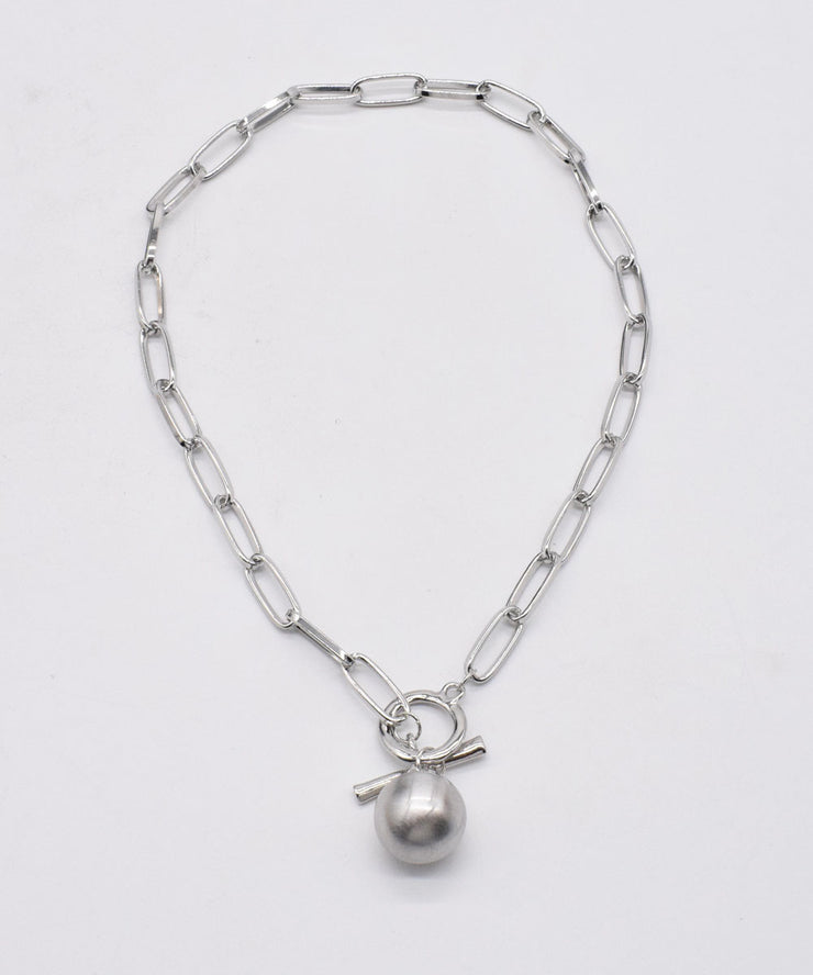 Loose Silk Metal Ball Pendant Necklace