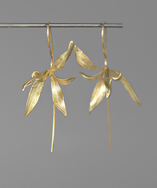 Loose Silk Sterling Silver Orchid Hoop Earrings