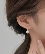 Loose Silk Sterling Silver Pearl Hoop Earrings
