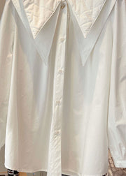 Loose White Peter Pan Collar Button Solid Shirt Fall