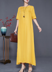 Loose Yellow Oversized Side Open Silk Beach Dress Summer