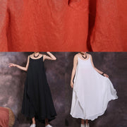 Loose black linen Wardrobes big hem Plus Size summer Dresses - SooLinen