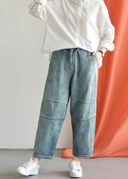 Loose casual old worn white irregular stitching wild wide leg jeans autumn new - SooLinen