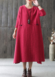 Loose cotton Wardrobes Vintage A-line Long Sleeve Cotton Loose Retro Dress