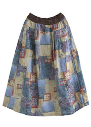 Loose high waist Pockets Print Chiffon Skirt Spring