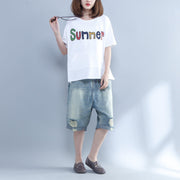 Loose o neck Letter cotton shirts Casual Fashion Ideas white silhouette tops