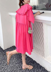 Loose rose Letter clothes For Women Ruffled Batwing Sleeve Dresses - SooLinen