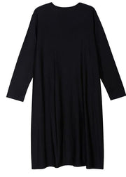 Loose tassel cotton patchwork quilting clothes pattern black prints A Line Dresses - SooLinen