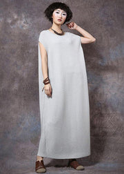 Loose white cotton Tunics sleeveless Maxi summer Dress - SooLinen