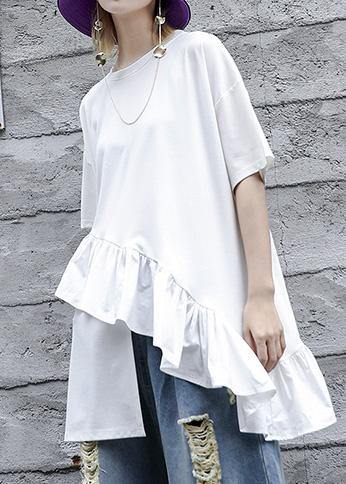 Loose white cotton shirts women half sleeve daily summer tops - SooLinen