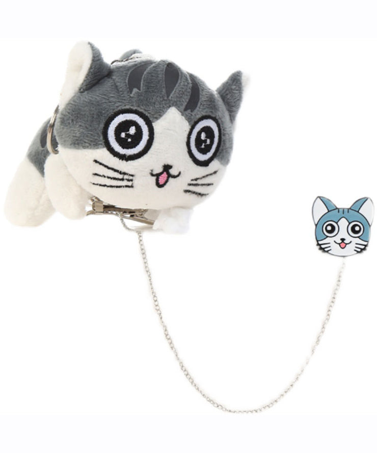 Lovely Light Grey Alloy Chain Smiling Face Little Cats Brooches