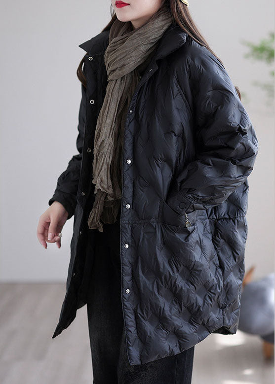 Luxus schwarze Taschen Patchwork Mode Winter Entendaunen Daunenmantel