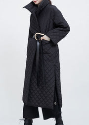Luxury Black Pockets side open Winter Cotton Long sleeve Coats