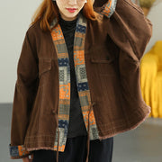 Luxury Brown Casual Pockets tie Fall Coat