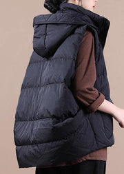 Luxury black down jacket woman oversize parka stand collar pockets Casual Vest - SooLinen