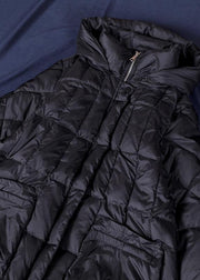 Luxury black warm winter coat plus size womens parka hooded zippered  coats - SooLinen