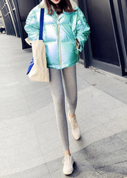 Luxury blue patchwork coat plus size down jacket hooded thick women winter outwear - SooLinen