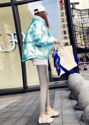 Luxury blue patchwork coat plus size down jacket hooded thick women winter outwear - SooLinen