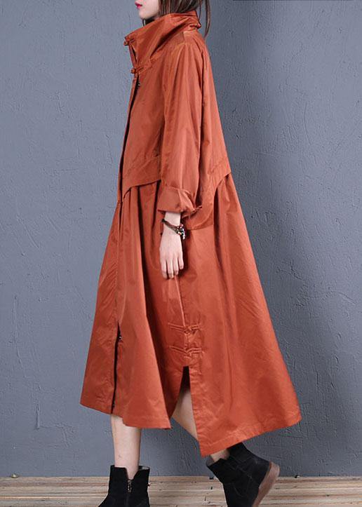Luxury casual maxi coat fall coat red low high design outwear - SooLinen