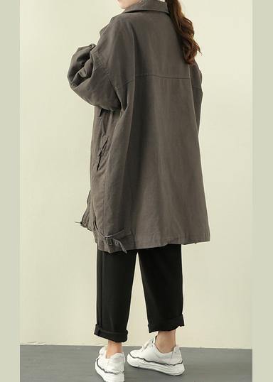 Luxury gray green casual outfit trendy plus size winter jacket lapel zippered overcoat - SooLinen