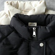 Luxury oversize Jackets & Coats half high neck coats beige sleeveless winter coats - SooLinen