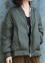 Luxury oversized warm winter coat stand collar outwear army green short side open Parkas for women - SooLinen