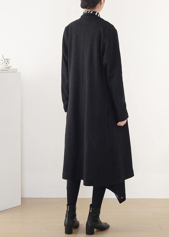 Luxury plus size clothing medium length jackets spring outwear black red patnchwork wool coat - SooLinen