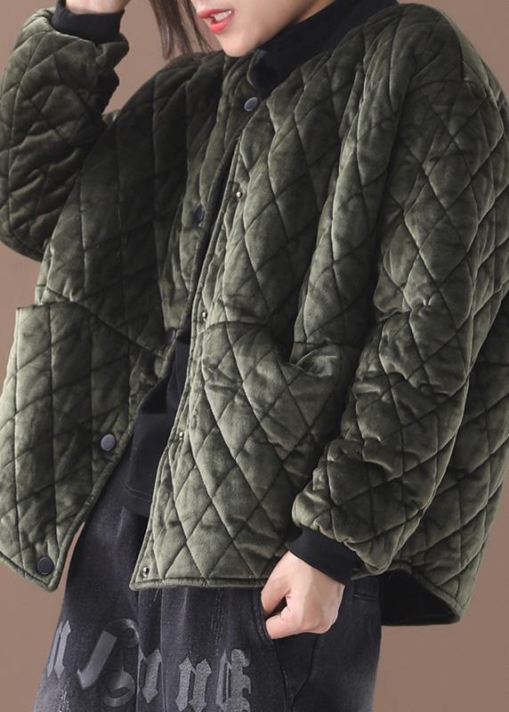 Luxury plus size clothing winter jacket two pockets winter outwear green thick womens coats - SooLinen