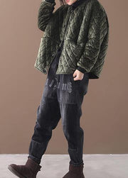 Luxury plus size clothing winter jacket two pockets winter outwear green thick womens coats - SooLinen