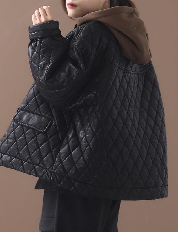 Luxury plus size warm winter over short coat black o neck women outwear - SooLinen