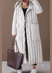 Free Shipping-luxury Plus Size Winter Overcoat Beige Hooded Large Pockets Coat - SooLinen